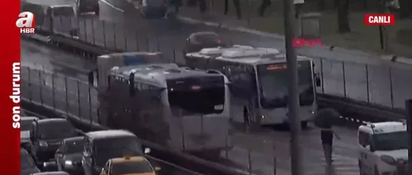 Son dakika: Küçükçekmece'de iki metrobüs çarpıştı - 1