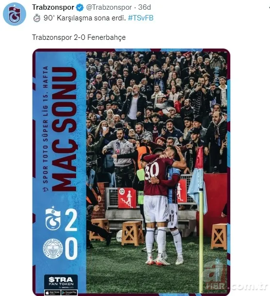 Derbi zaferi sonrası Trabzonspor'dan Fenerbahçe'ye olay "5 YILDIZ" göndermesi: "Başı dönüp yolunu kaybedenler için..." 6