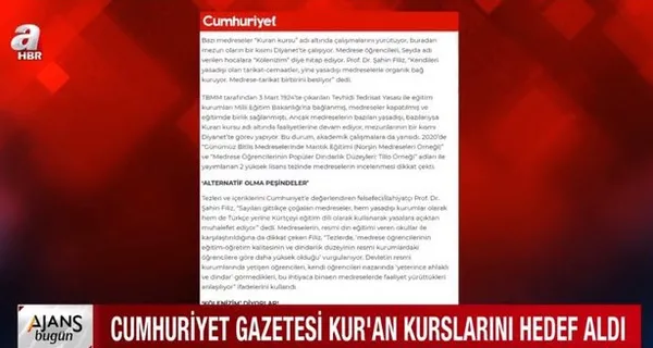 Cumhuriyet gazetesinde Kur’an-ı Kerim’den hazımsızlığı! İslam düşmanları yine saldırıya geçti
