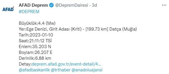 Son dakika: Muğla’nın Datça ilçesinde deprem | 2023 SON DEPREMLER