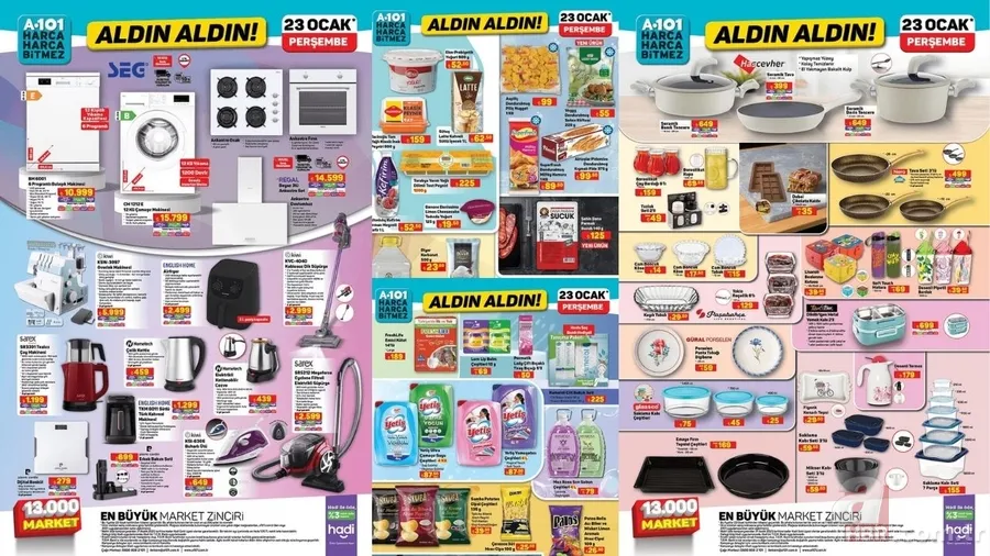 A101 23 Ocak aktüel kataloğu Aldın Aldın indirimleri: Dik süpürge, kettle, yoğurt, peynir 1