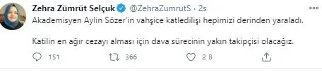 Son dakika: Siyasi isimlerden Aylin Sözer cinayetine tepki! Yargı gerekeni yapacaktır