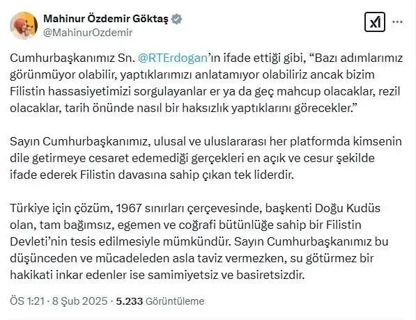 1739020478412.jpeg Aile ve Sosyal Hizmetler Bakanı Mahinur Özdemir Göktaş'ın CHP lideri Özgür Özel'e tepkisi (X)