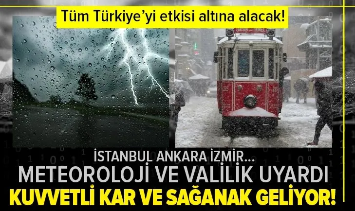 Meteoroloji'den son dakika açıklaması! Kuvvetli sağanak yağış ve kar geliyor! İstanbul Ankara İzmir hava durumu! Bu hafta hava nasıl olacak?