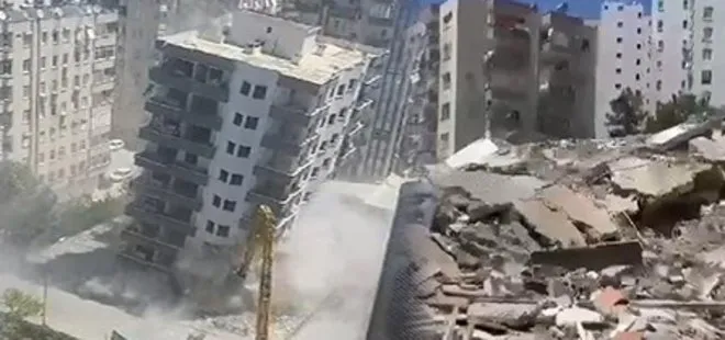 Adana’da ağır hasarlı 10 katlı bina yıkım sırasında çöktü