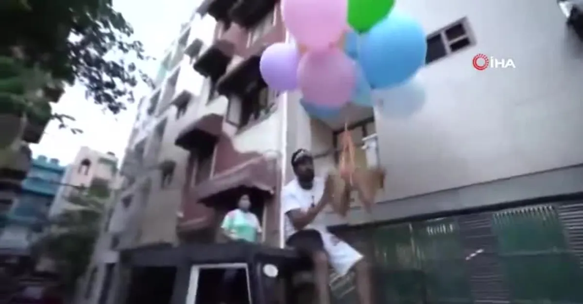 Köpeğini uçan balona bağlayıp uçurdu! Gözaltına alındı