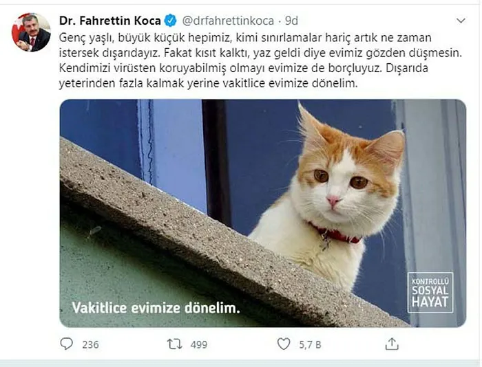 Bakan Koca’dan çocuklara teşekkür mesajı