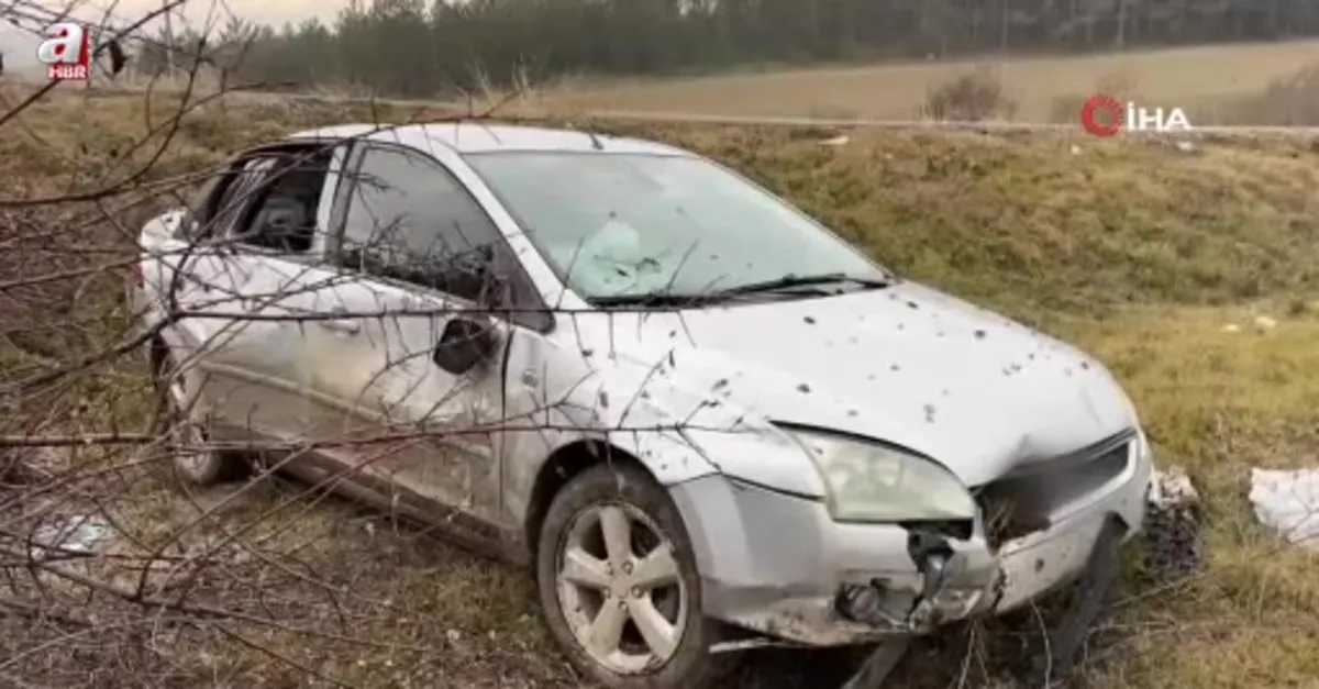 Virajı alamayan otomobil tarlaya uçtu