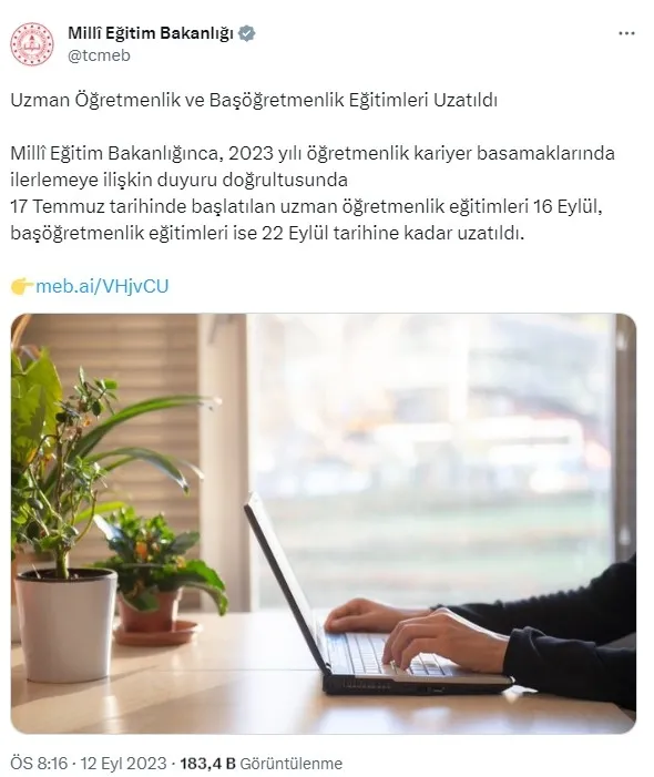 meb-uzman-ogretmenlik-ve-basogretmenlik-egitimleri-uzatildi-1694552084039.jpg MEB duyurdu: Süre uzatıldı! Uzman öğretmenlik ve başöğretmenlik... - 1