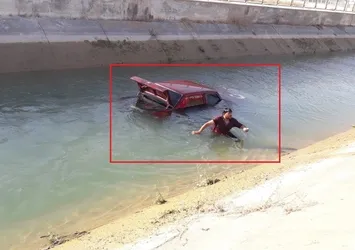 Otomobil kanala uçtu! 2 kişi ölümden döndü