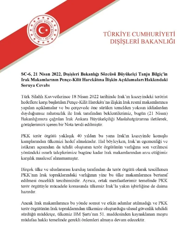 Son dakika: Türkiye'den Irak'a nota - 1
