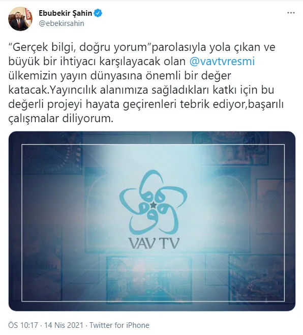 RTÜK Başkanı Ebubekir Şahin'den VAV TV'ye övgü dolu sözler: "Büyük bir ihtiyacı karşılayacak" - 1