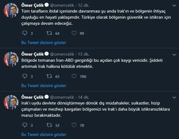 AK Parti Sözcüsü Ömer Çelik: Irak’ta istikrarsızlığı artıracak eylemler tüm bölgenin aleyhinedir