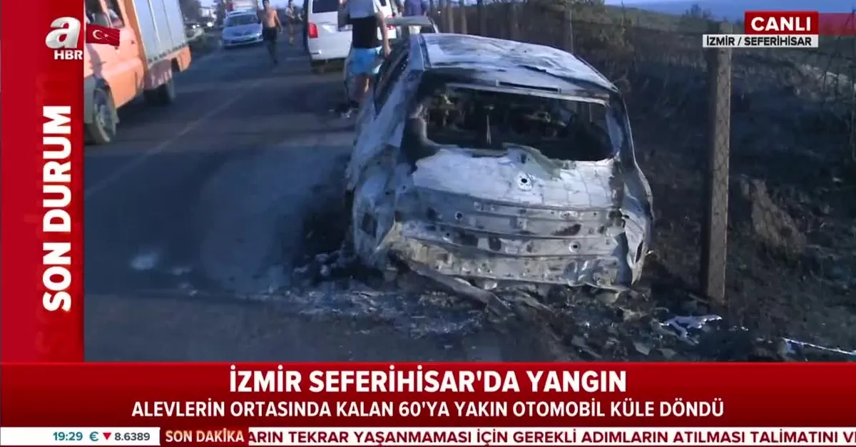 Son dakika: İzmir'de 50'den fazla araç 1 saatte küle döndü | A Haber olay yerinde...