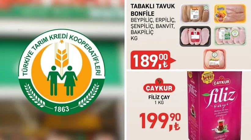 Tarım Kredi'de İNDİRİMLER BUGÜN BAŞLADI! 8-13 Ocak kataloğu: ÇAYKUR Filiz çay 199,902 TL, Tavuk 189 TL...