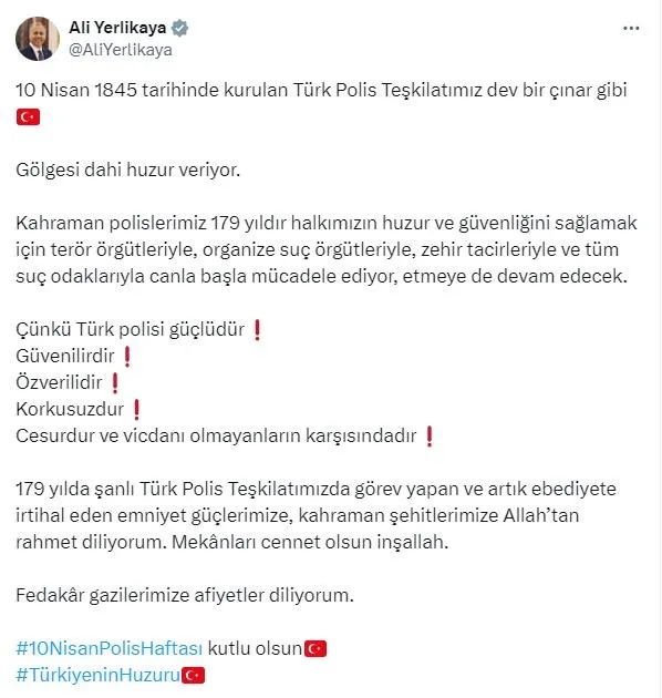 icisleri-bakani-yerlikayadan-turk-polis-teskilatinin-179uncu-kurulus-yil-donumu-mesaji-1712680686354.jpeg İçişleri Bakanı Yerlikaya'dan Türk Polis Teşkilatının 179'uncu kuruluş yıl dönümü mesajı! - 1
