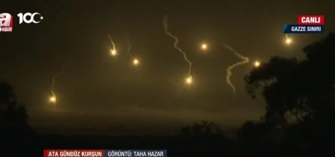 A Haber yayınında Gazze’de sıcak dakikalar! Katiller bölgeye aydınlatma fişekleri attı