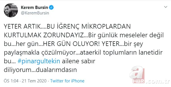Pınar Gültekin cinayetine ünlü isimlerden tepki yağdı: Sana kıyan cehennemi yaşasın! 6