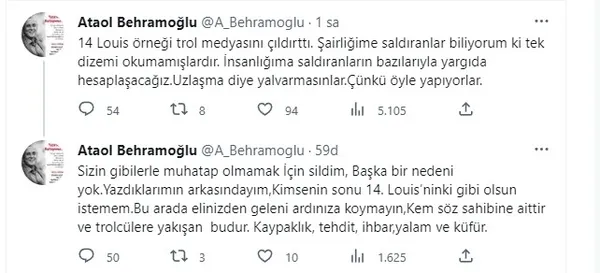 CHP’nin kadrolu şairi Ataol Behramoğlu’ndan devlet erkanına tehdit!