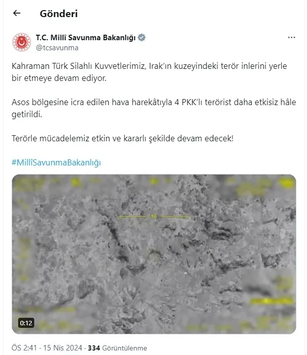 Irak’ta PKK’ya büyük darbe! MSB duyurdu: 16 terörist daha avlandı