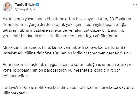 Dışişlerinden Kıbrıs müzakere sürecindeki iddialar hakkında açıklama: İddialar asılsız ve tamamen gerçek dışı