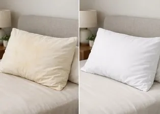 Kimyasal yok, makine yok: Sararan yastıklar 2 malzeme ile kar beyazı gibi parlayacak!
