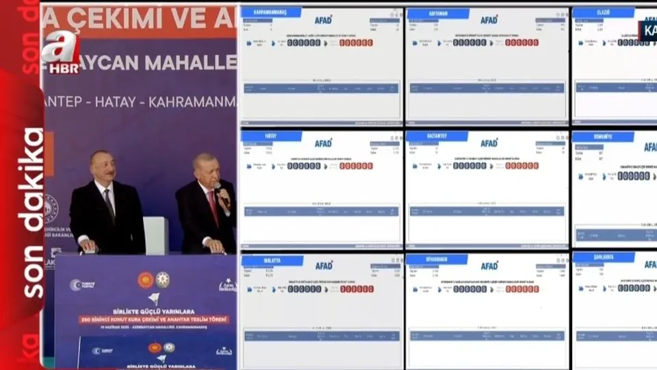 Yeni deprem konutları için kura çekimi! Başkan Erdoğan ve Aliyev düğmeye bastı
