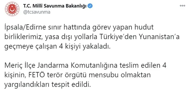 Son dakika: Sınırda yakalanan 4 kişi FETÖ şüphelisi çıktı