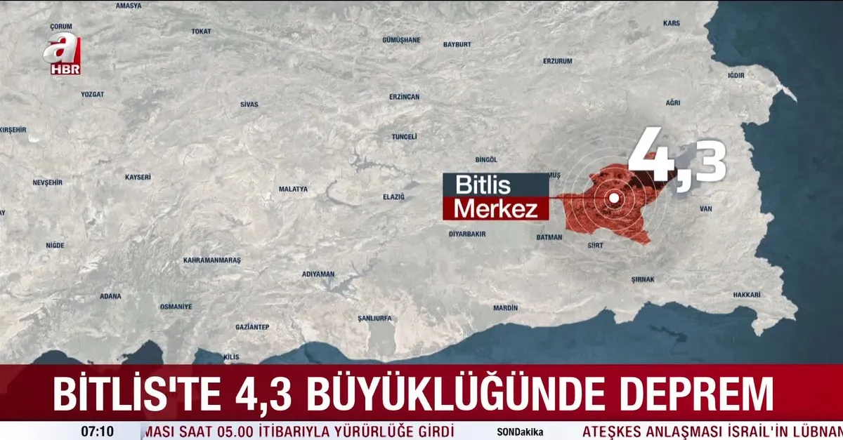 Bitlis'te 4,3 büyüklüğünde deprem!