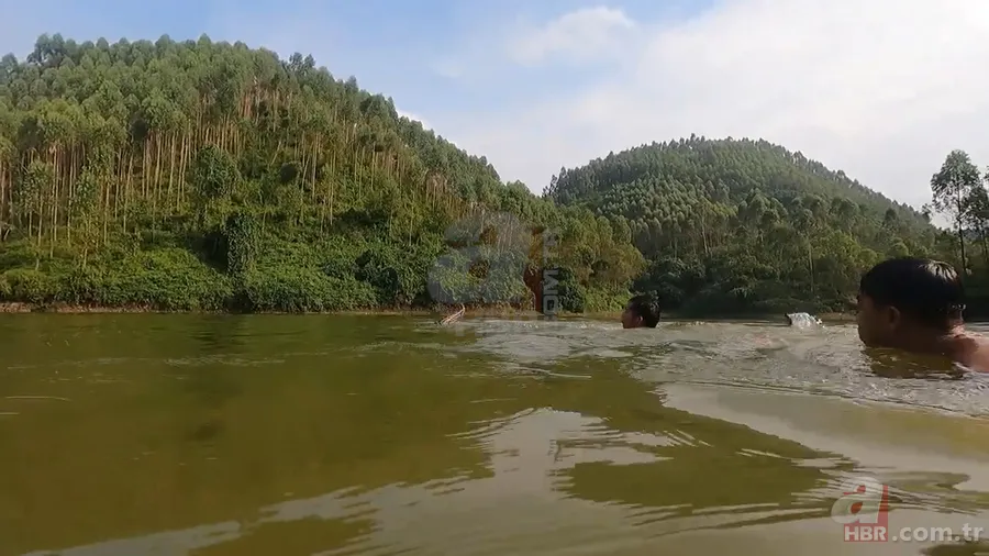 Dev anakonda yılanı nehirde yüzen gençlere saldırdı! Korku dolu anlar görüntülendi 25