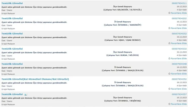 İŞKUR kurumları açıkladı! İlkokul mezunu 5.234 personel alımı başladı! 2023 Aralık ayı temizlik görevlisi alımı yapan kurumlar