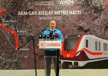 Ankara'nın metro ağı genişliyor! Ulaştırma ve Altyapı Bakanı Adil Karaismailoğlu: AKM-Gar-Kızılay Metro Hattı ile 378,9 milyon avro tasarruf
