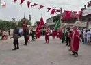 Köy meydanında çeşmeden ayran aktı