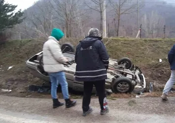 Takla atan araçta burnu bile kanamadı