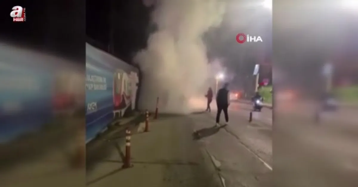 Otomobil alev alev yandı