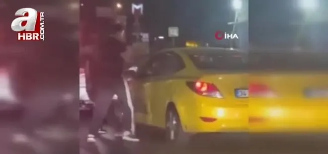 İstanbul Pendik’te taksiciyle sopa ile saldırı kamerada
