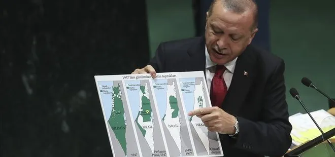 Başkan Recep Tayyip Erdoğan’ın yıllar önce gösterdiği Filistin-İsrail haritası güncellendi! İşte o tarihi konuşma