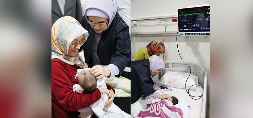 Emine Erdoğan'dan Ankara'ya getirilen depremzede bebeklere ziyaret: Devletimizin emin ellerindeler