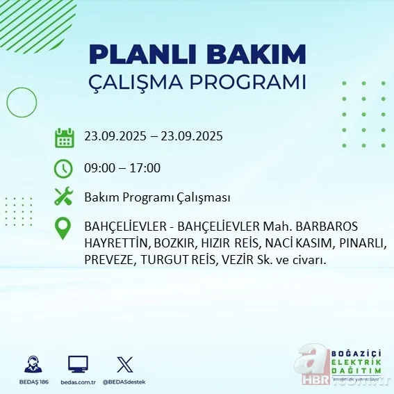 23 Eylül İstanbul elektrik kesintisi: Hangi ilçelerde kesinti olacak? Elektrikler ne zaman gelecek? 4
