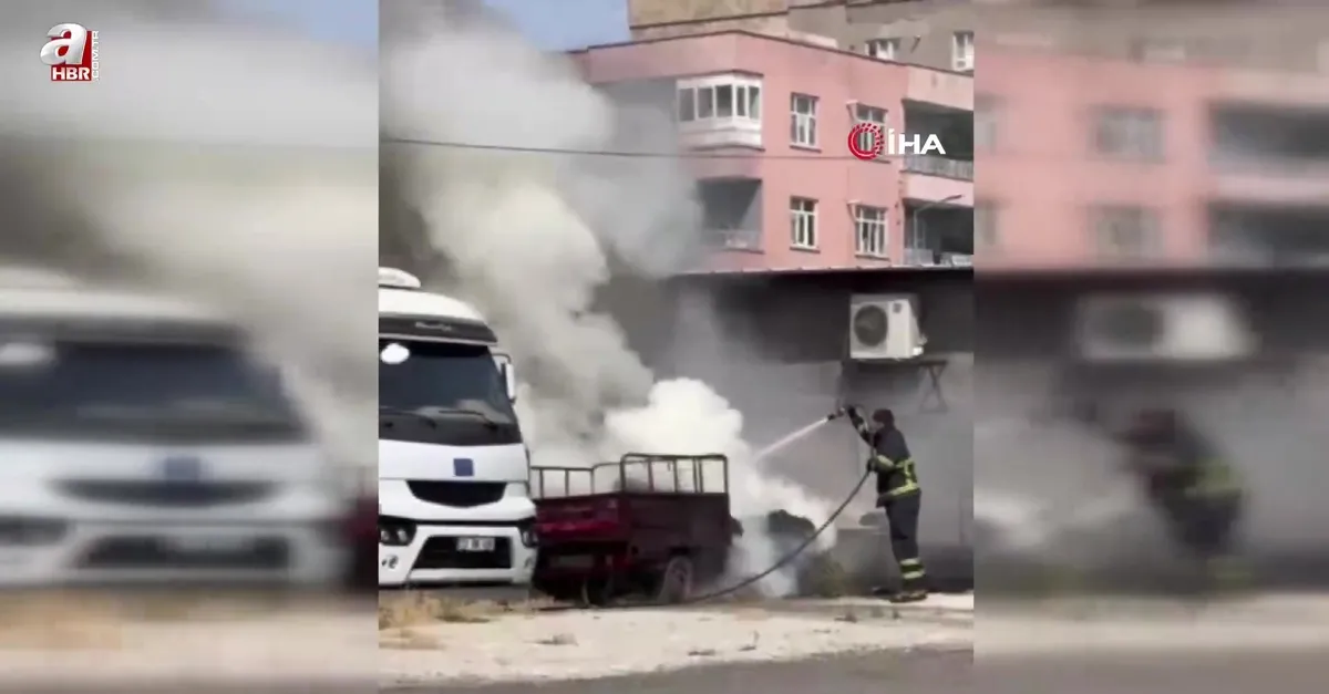 Terk edilmiş araçlar alev alev yandı