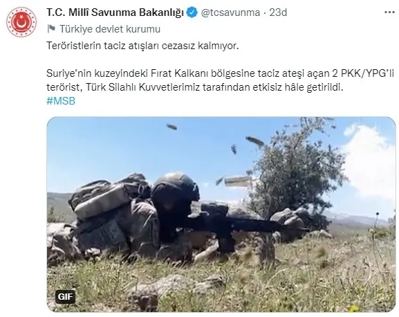 Son dakika | MSB açıkladı: Suriye'nin kuzeyinde 2 PKK-YPG’li terörist öldürüldü - 1