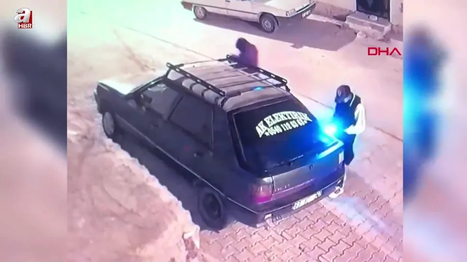 Araçtan matkap hırsızlığı kamerada