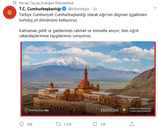 Son dakika: Başkan Erdoğan'dan "Ağrı" mesajı - 1