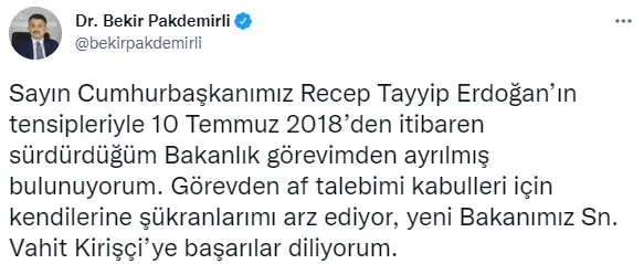 Son dakika: Tarım Bakanlığında devir teslim | Vahit Kirişçi görevi Bekir Pakdemirli’den devraldı