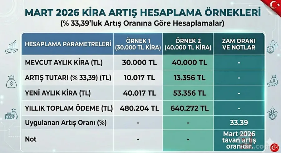 Mart 2026 kira artış oranı yüzde kaç olacak? Ev ve iş yeri zammı hesaplama tablosu 7