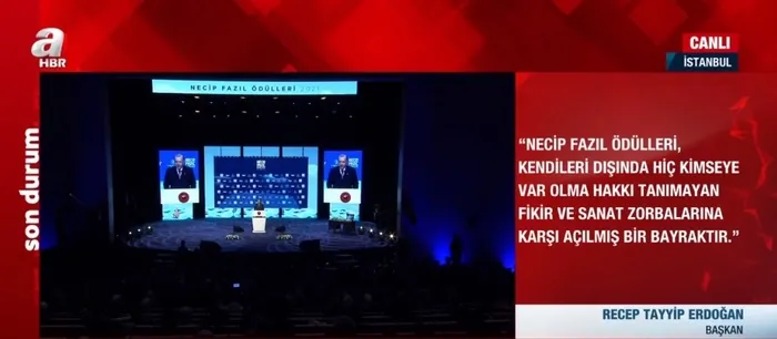Başkan Erdoğan’dan Necip Fazıl Ödülleri’nde önemli açıklamalar