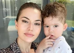 Burak Özçivit’in eşi Fahriye Evcen'den Karan ile paylaşım: Babası gibi keskin bakışlım...