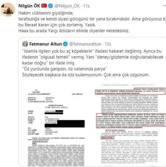 Fatmanur Altun’a hakaret eden Nazan Demir’e beraat! AK Parti’den tepki yağdı: Hukukun canına okuyan karar!