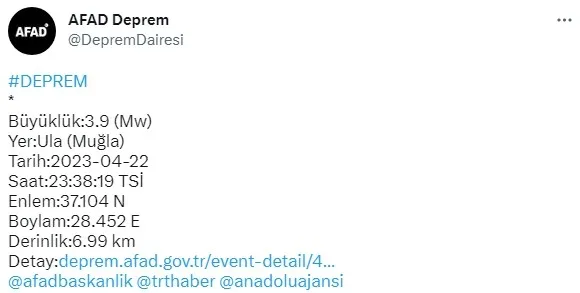 Muğla'da deprem oldu! 2023 AFAD son depremler - 2