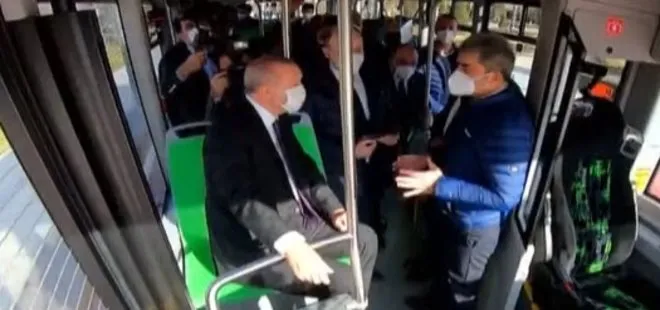 Son dakika: Elektrikli sürücüsüz otobüs tanıtıldı! İlk yolcusu Başkan Erdoğan